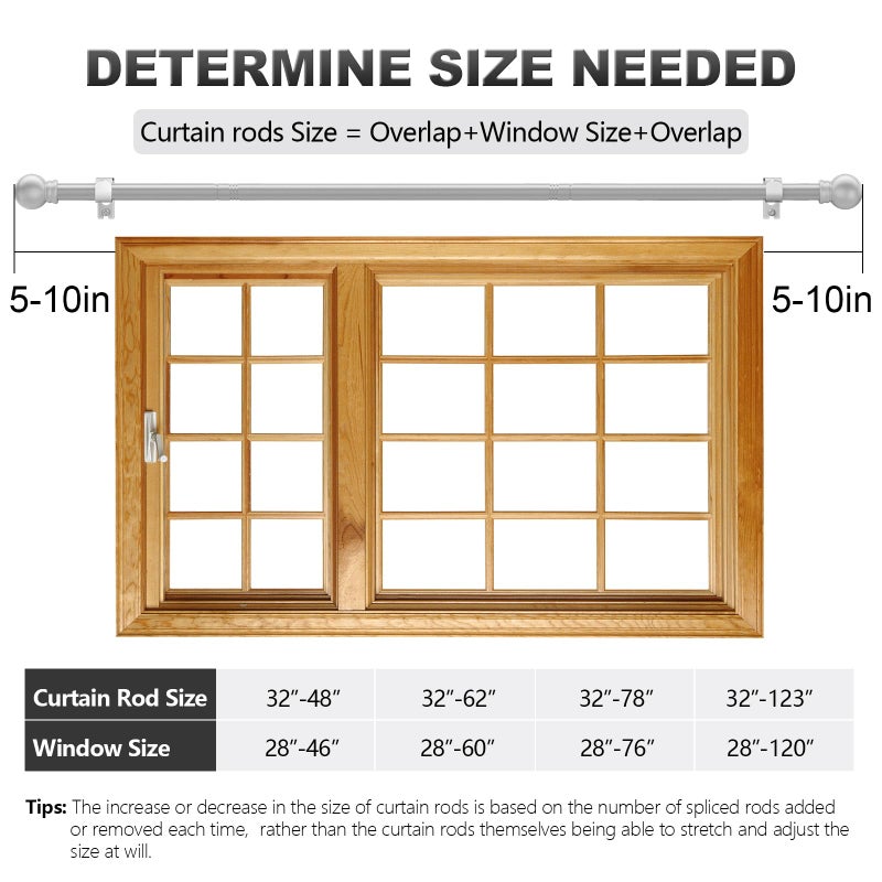 Authandis Silver Curtain Rods for Bedroom with Brackets 5/8 Inch Diameter Small Window Curtain Rod 30 to 60 Inches Easy Install Drapery Rods - Image 4
